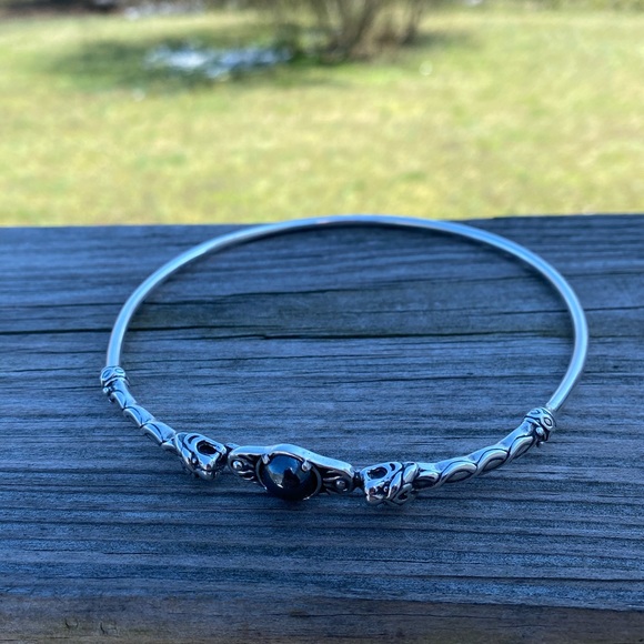 Celtic Lion Torc Necklace .925 Sterling Silver w/ genuine Hematite gem USA - Picture 14 of 15